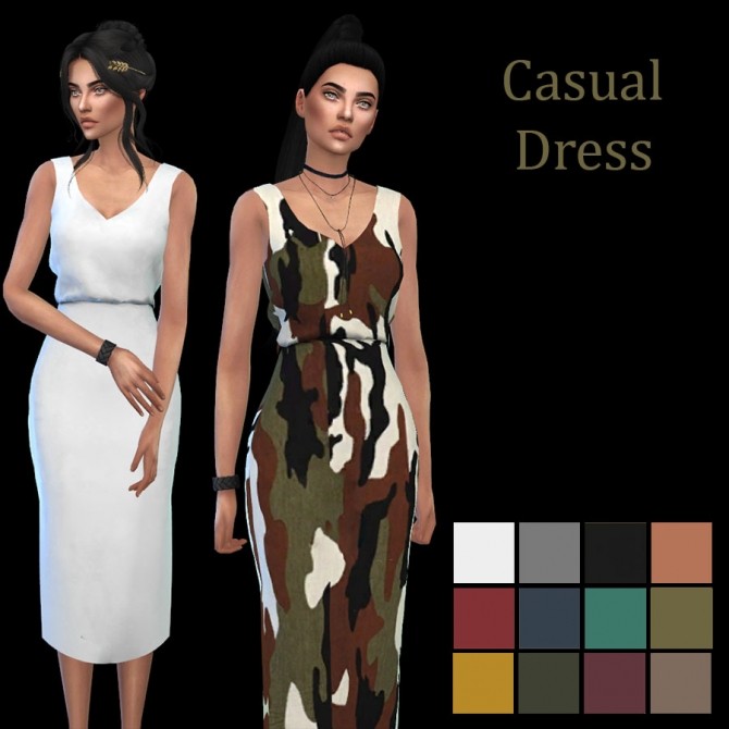 Sims 4 Marigold Casual Dress at Leo Sims