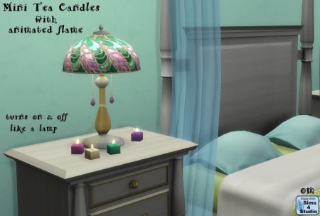 Mini tea candles with animated flame at Sims 4 Studio