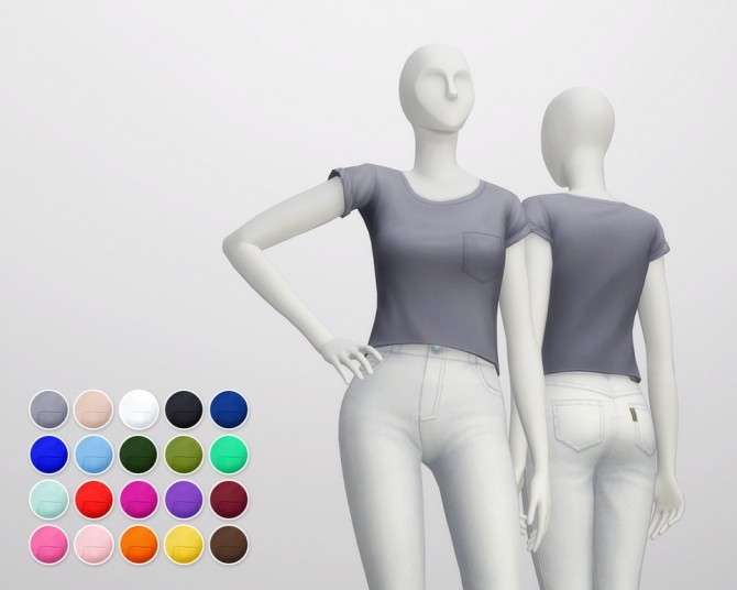 Sims 4 Basic T shirt F V2 (20 colors) at Rusty Nail