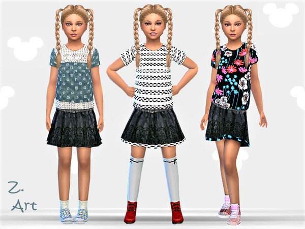 Sims 4 GirlZ 05 set skirt and shirt by Zuckerschnute20 at TSR