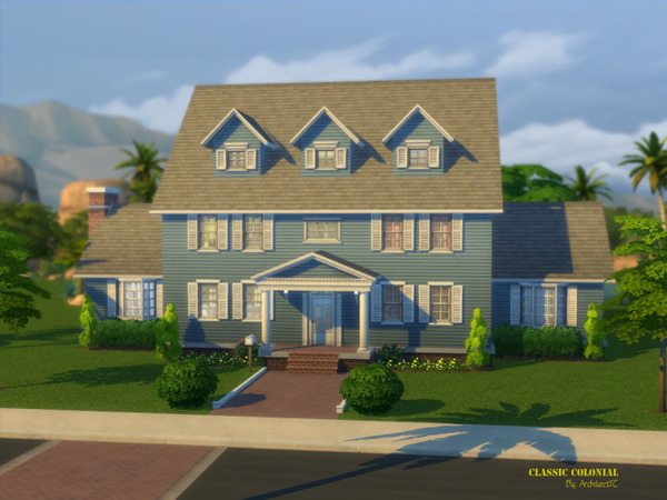 Sims 4 Classic Colonial house by ArchitectTC at TSR