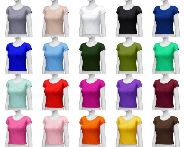 Basic T-shirt F V2 (20 colors) at Rusty Nail » Sims 4 Updates