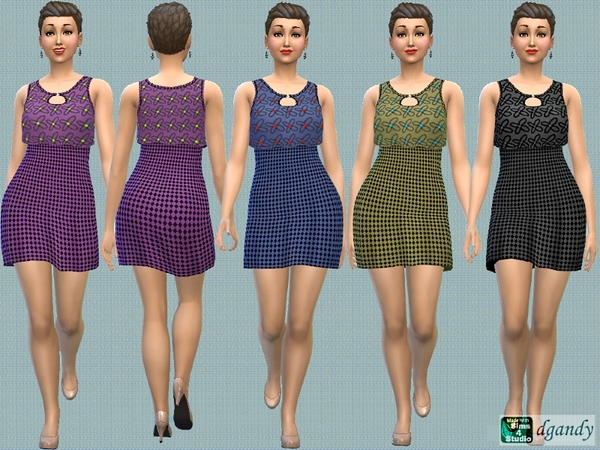 Sims 4 Plaid Dress with Floral Over top by dgandy at TSR