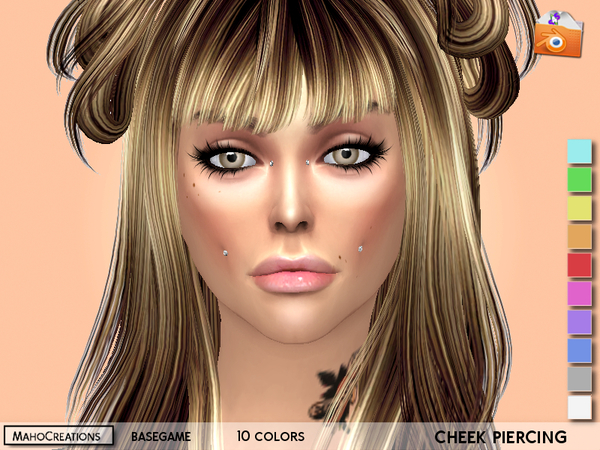 Sims 4 Cheek Piercing (Ring Left Section) by MahoCreations at TSR