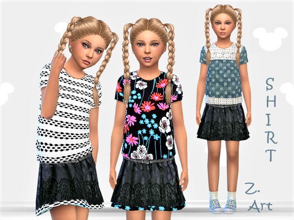 Sims 4 GirlZ 05 set skirt and shirt by Zuckerschnute20 at TSR