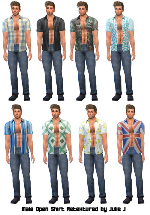 Sims 4 Male Open Shirt Retextured at Julietoon – Julie J