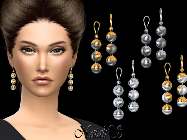 Sims 4 Three half pearl drop earrings by NataliS at TSR