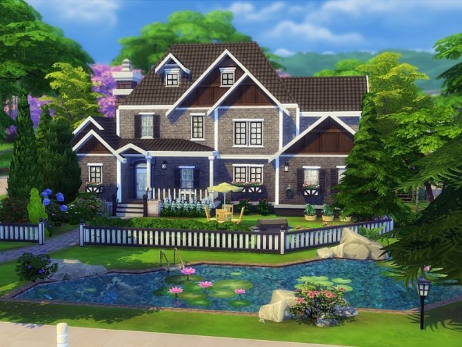 Sims 4 Exclusive Suburban House by MychQQQ at TSR
