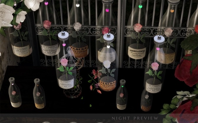Sims 4 Antique Rose & Bottle Lamp Set at YUMIA’S PLACE