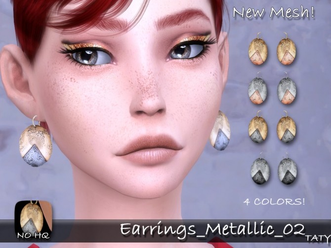 Sims 4 Metallic earrings 02 at Taty – Eámanë Palantír