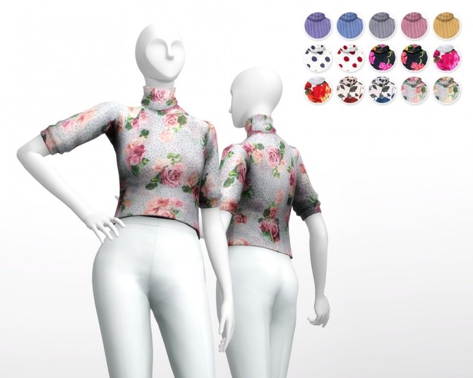 Sims 4 Half sleeves turtle neck sweater pattern at Rusty Nail