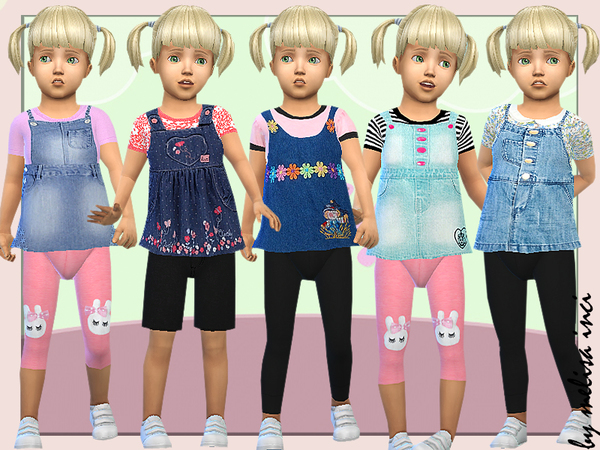 Sims 4 Toddler Denim Pinafore Dress by melisa inci at TSR