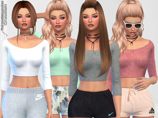 Sims 4 Cute Sporty Everyday Tops by Pinkzombiecupcakes at TSR