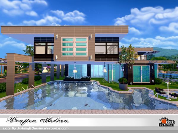 Sims 4 Panjira Modern house by autaki at TSR