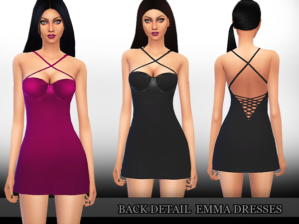 Sims 4 Back Detail Emma Dress by Saliwa at TSR