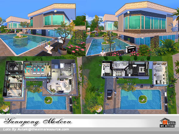 Sims 4 Tanapong Modern house by autaki at TSR