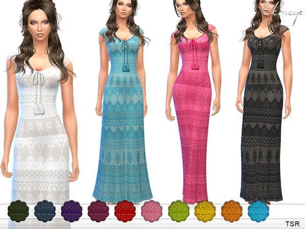 Sims 4 Crochet Maxi Dress by ekinege at TSR