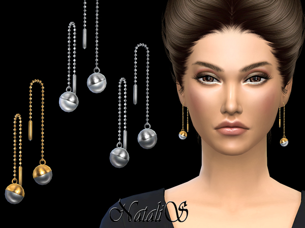 Sims 4 Half pearl drop earrings by NataliS at TSR
