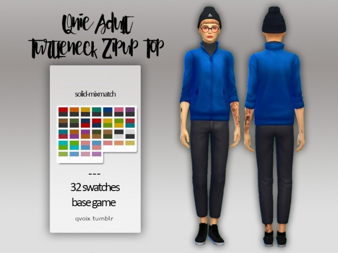 Sims 4 Turtleneck Zipup Top at qvoix – escaping reality