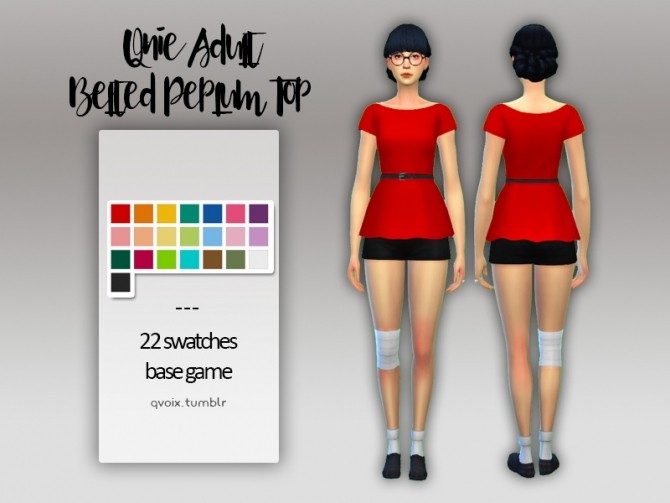 Sims 4 Belted Peplum Top at qvoix – escaping reality