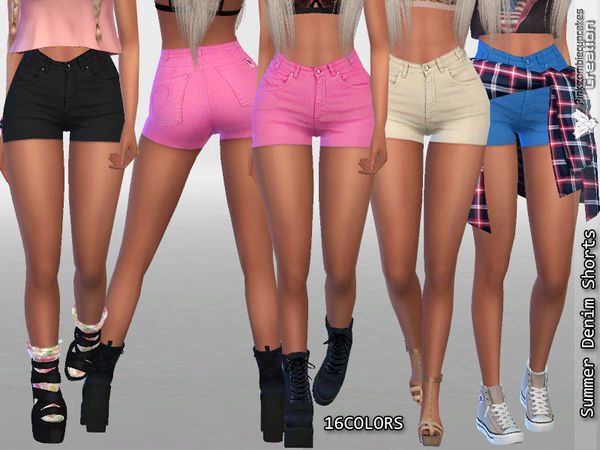 Sims 4 Summer Denim Shorts by Pinkzombiecupcakes at TSR