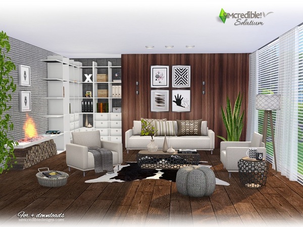 Sims 4 Solatium living room by SIMcredible at TSR