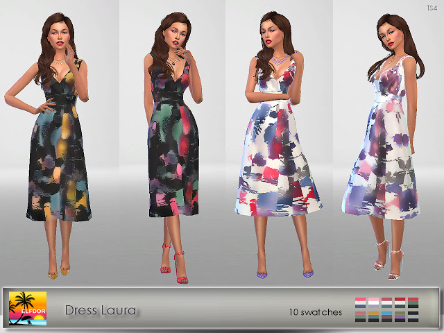 Sims 4 Dress Laura at Elfdor Sims