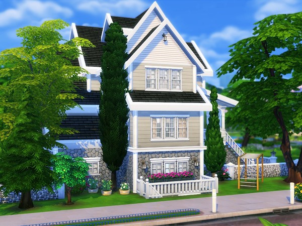 Sims 4 American Dream suburban family home by MychQQQ at TSR