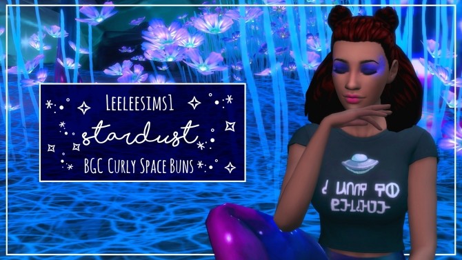 Sims 4 Stardust Curly Space Buns by leeleesims1 at SimsWorkshop