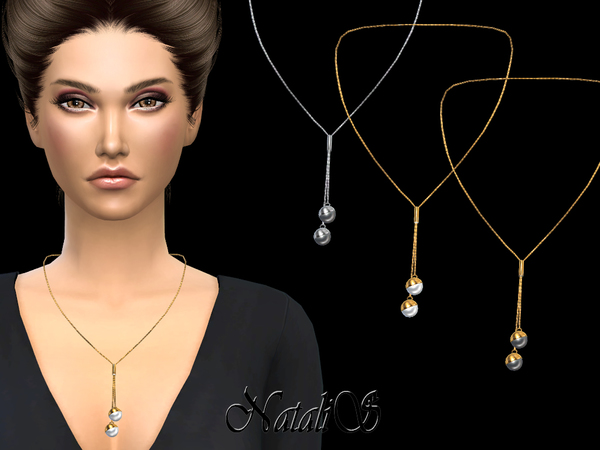 Sims 4 Half pearl lariat necklace by NataliS at TSR
