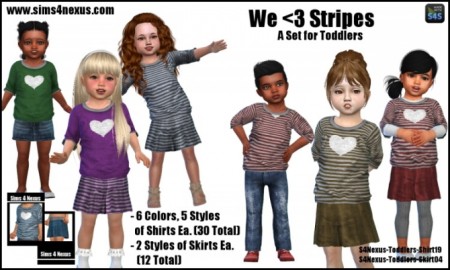 Stripes shirts and skirts by SamanthaGump at Sims 4 Nexus