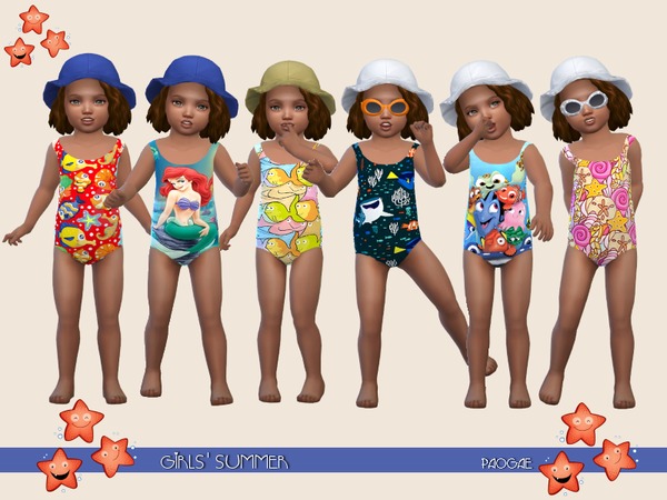 Sims 4 Girls Summer swimsuits by Paogae at TSR
