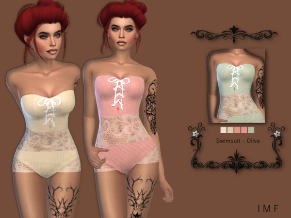 Sims 4 IMF Swimsuit Olive by IzzieMcFire at TSR