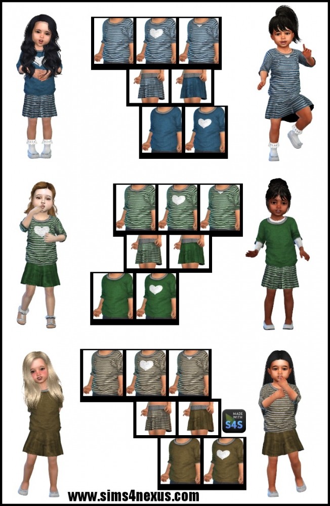 Sims 4 Stripes shirts and skirts by SamanthaGump at Sims 4 Nexus