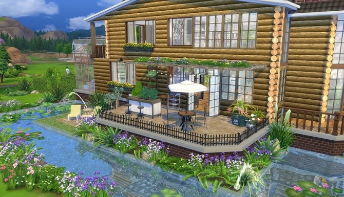 Sims 4 Iris Lake log cabin home at Vicky SweetBunny