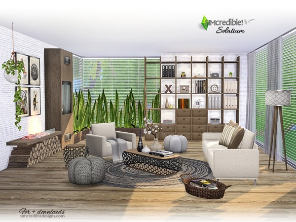 Sims 4 Solatium living room by SIMcredible at TSR