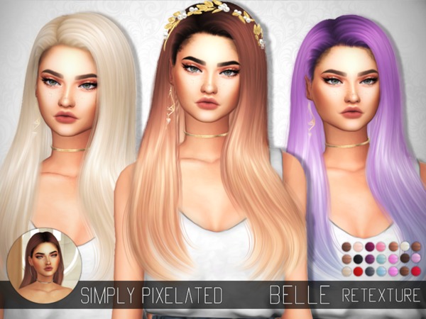 S-Club Belle Hair Retexture by SimplyPixelated at TSR » Sims 4 Updates