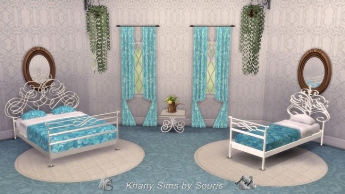 Sims 4 Luxe bed Pascia single & double + separate beddings by Souris at Khany Sims