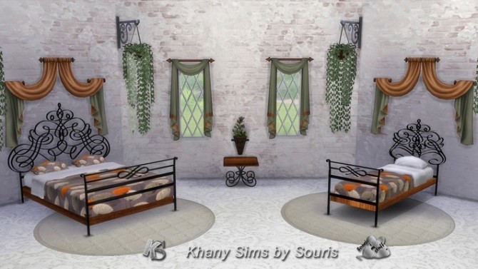 Sims 4 Luxe bed Pascia single & double + separate beddings by Souris at Khany Sims