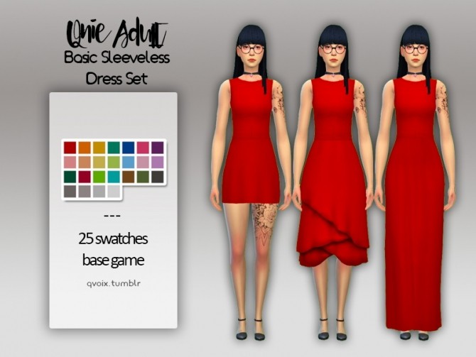 Sims 4 Basic Sleeveless Dress Set at qvoix – escaping reality