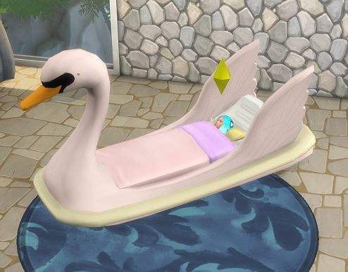 Sims 4 Swan Toddler Bed by BigUglyHag at SimsWorkshop