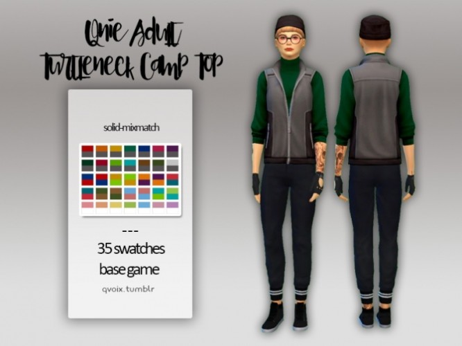 Turtleneck Camp Top at qvoix – escaping reality » Sims 4 Updates