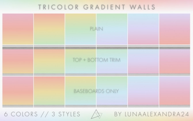 Sims 4 Tricolor Gradient Walls by lunaalexandra24 at Mod The Sims