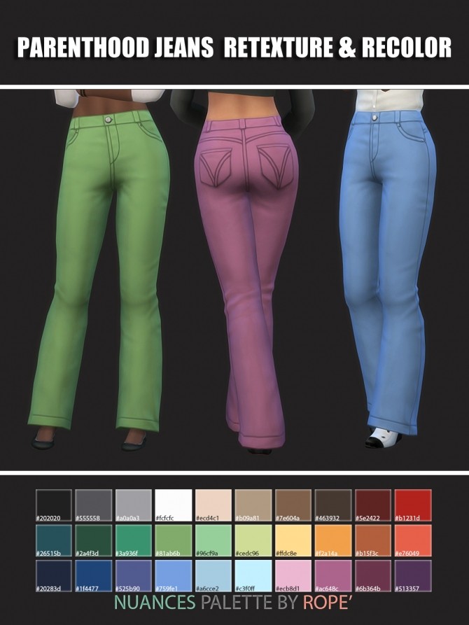 Sims 4 Parenthood Jeans Retexture & Recolor at Maimouth Sims4