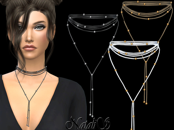 Sims 4 Metal and Suede Choker by NataliS at TSR
