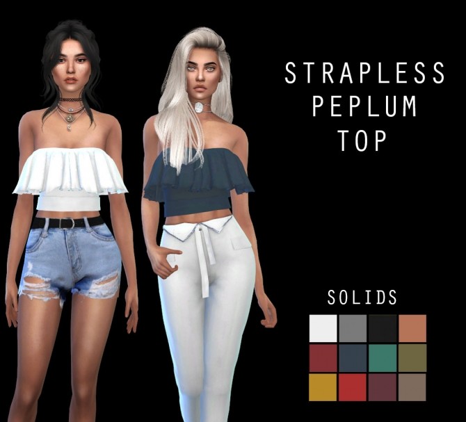 Sims 4 Strapless Peplum Top at Leo Sims
