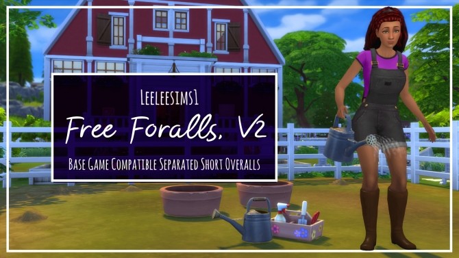 Sims 4 Free Foralls V2 Short Separated Overalls by leeleesims1 at SimsWorkshop