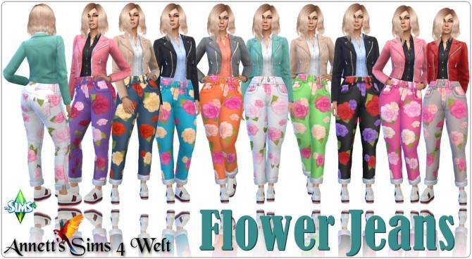 Sims 4 Flower Jeans at Annett’s Sims 4 Welt