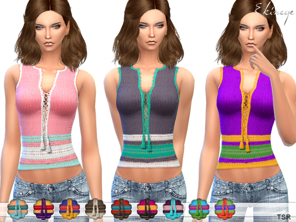 Sims 4 Lace Up Crochet Top by ekinege at TSR