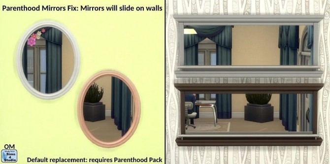 Sims 4 Parenthood mirrors fix (slide on walls) by OM at Sims 4 Studio